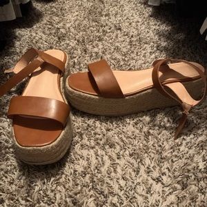 Tan platform sandals
